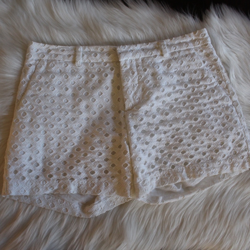 Banana Republic, lined white eyelet shorts